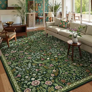 Vintage Bohemian Floral Area Rug, Soft Plush Carpet, Foldable Design, Perfect for Living Room & Bedroom, French Country Style