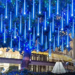 Solar Meteor Shower Lights Powered, Perfect for Christmas And Holiday Decorations, Featuring 8 Light Tubes with a Total of 192 LED Lights. Ideal for Use During Christmas And Various Festive Celebrations