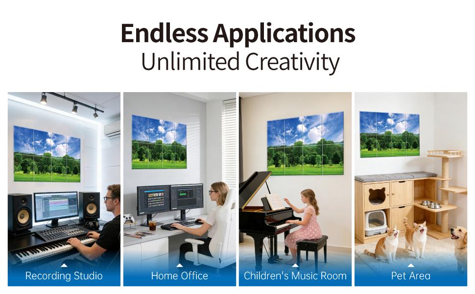 Decorative Acoustic Wall Panels 8 Pack, 48“x32” Art Sound Absorbing Panels, Soundproof Foam Panels for Bedroom, Home Theater, Studio, Office - Green Trees