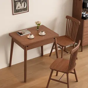 Solid Wood Small Dining Table for 2-6, 23.6"L-47.2"L Expandable Kitchen Table, Designed for Small Spaces, Easy Assembly, Suitable for Kitchen, Dining Room, Living Room, Apartment