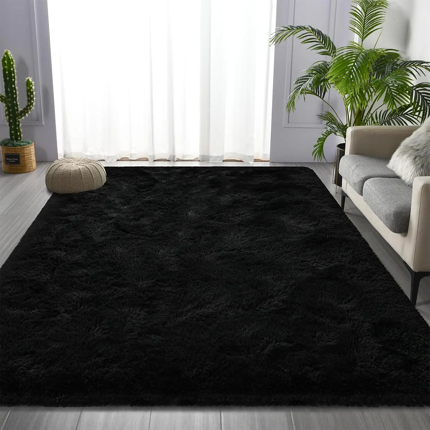 Soft Fluffy Luxury Shag Area Rug Fluffy Area Rug Living Room Thick Warm Beige Rugs For Guest Room, Non-Slip Medium Soft Plush Rug Indoor Floor Carpet For Study Room, Home Office, Reading Nook, Cozy Home Decor,Non-Slip Plush Fluffy Area Rugs