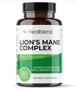 Mushroom Complex Extract with Lion's Mane Fruiting Body - 100% Natural and Effective Energy Pills - Brain, Focus Supplement, Stimulates Mood, and Creativity - 60 Immune Support Capsules Fitness Healthcare