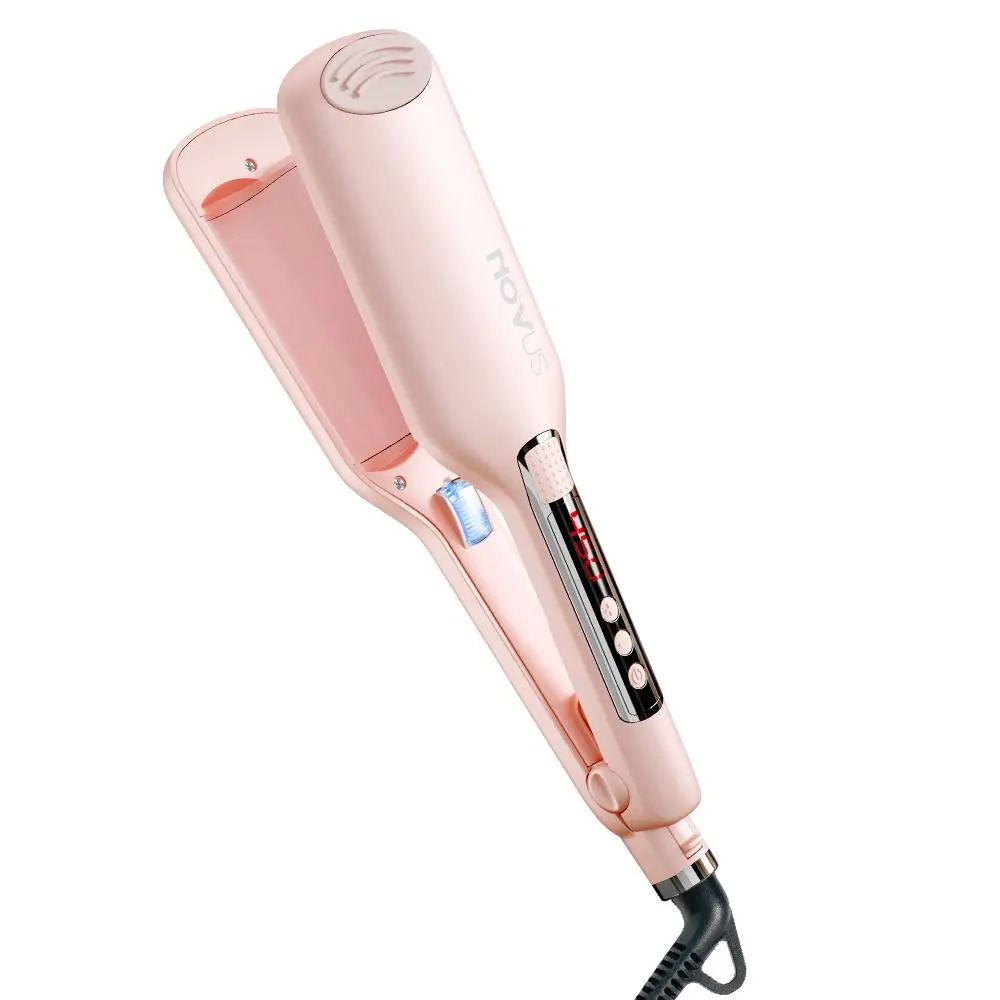 NOVUS 2 Barrel Ionic Wave  Ceramic  Curling  Iron For Beachy Waves, Fast Heating, Frizz-Free, Long-Lasting Hold hair curler Adjustable