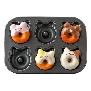 Carbon Steel Donut Baking Pan, Non-Stick 6-Piece Set, Even Heat Distribution, Easy Release & Cleaning, Oven-Specific, Ideal for Home Baking