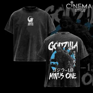 Godzilla Minus One V2 Acid-Washed Cotton T-Shirt, Vintage Graphic Tee for Fans of the Series Godzilla, Top Streetwear Cotton Design for Men and Women, Unisex T-Shirt Hot