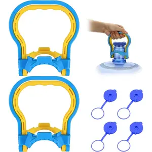 2Pcs 5 Gallon Water Bottle Handles Ergonomic Bottle Carrier Lifter, 4Pcs Food Grade Silicone Replacement Gallon Caps for 55mm Top Diameter Water Bottle for Easy Lifting and Transporting