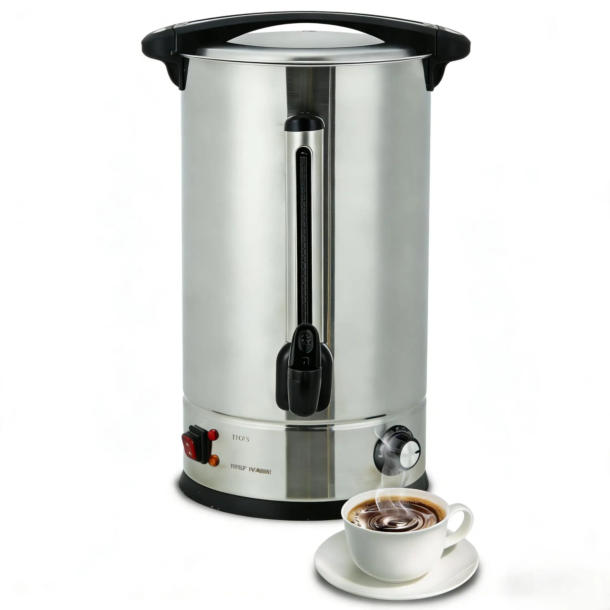 100-Cup Coffee Urn, 14L / 3.8Gal Double Wall Insulation Coffee Dispenser, Stainless Steel Large Hot Beverage Dispenser with Automatic Temperature Control & Faucet Commercial Coffee Urn, Silver