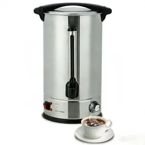 GAOMON 100-Cup Coffee Urn, 14L / 3.8Gal Double Wall Insulation Coffee Dispenser, Stainless Steel Large Hot Beverage Dispenser with Automatic Temperature Control & Faucet Commercial Coffee Urn, Silver