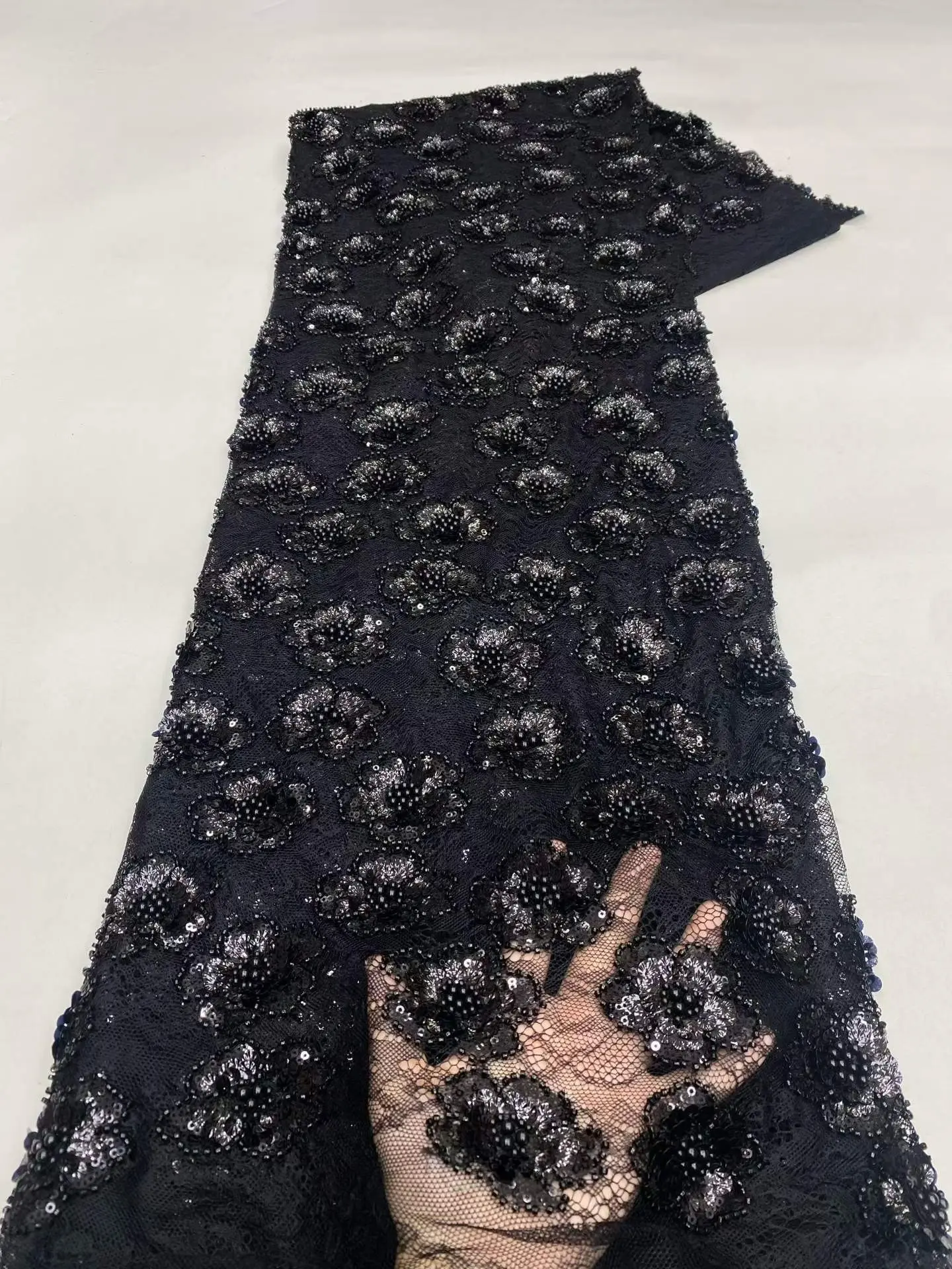 Beaded Black Lace Fabric TA8006 Series