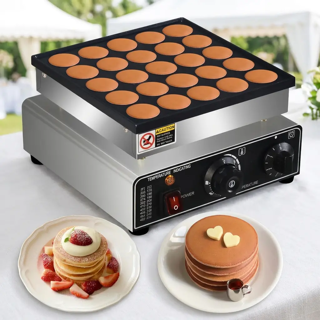 25PCS Mini Pancake Maker,950W Mini Dutch Pancake Maker,Non-stick,Dutch Poffertjes Grill,Stainless Steel,Breakfast,Snacks,Desserts.