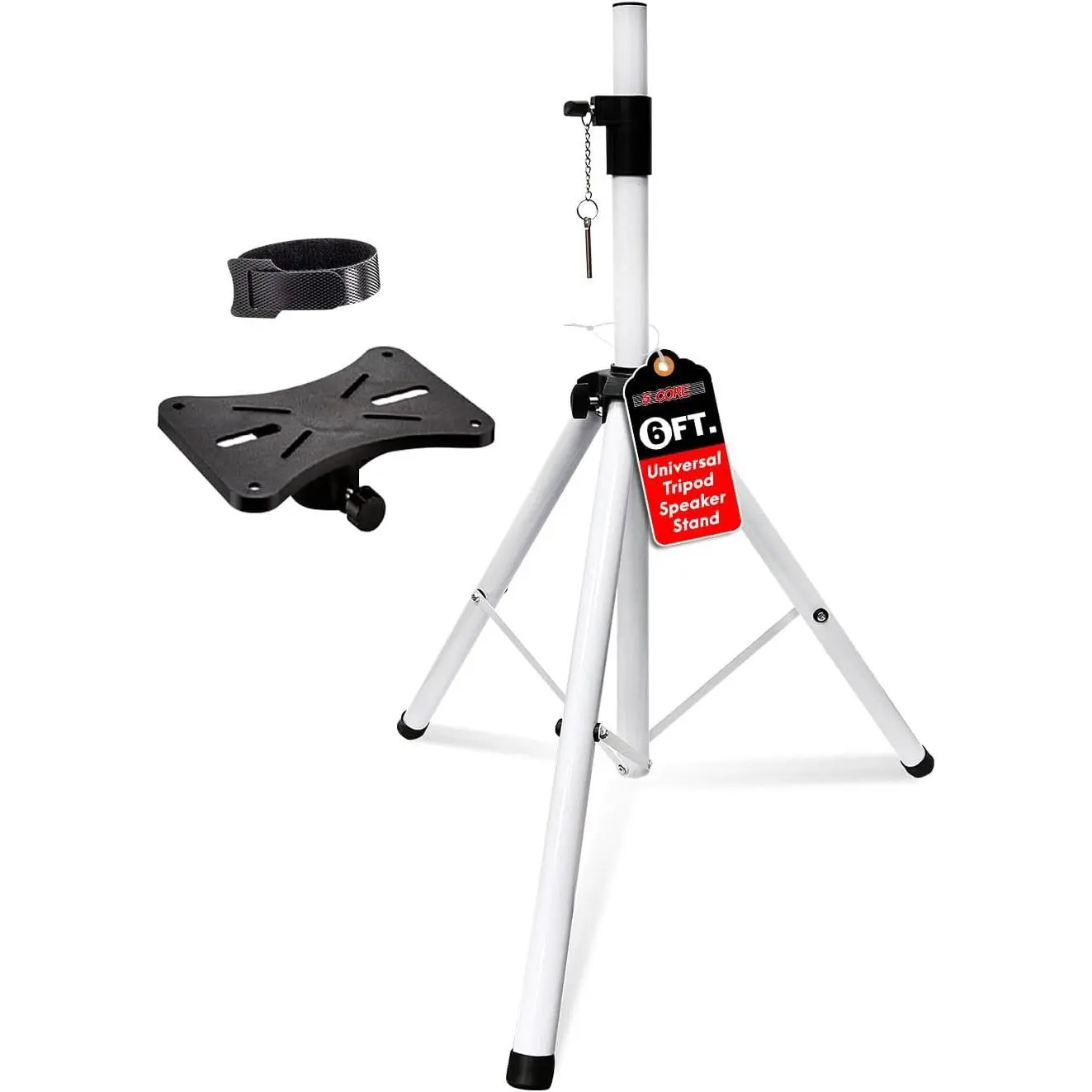 5 Core Adjustable Speaker Stand Tripod – Height 40 to 72 Inches, Max Load 100 lbs Heavy Duty Portable PA DJ Studio Monitor Mount w 35mm Compatible Insert for Stage & Home Use White - SS ECO 1PK WH WoB