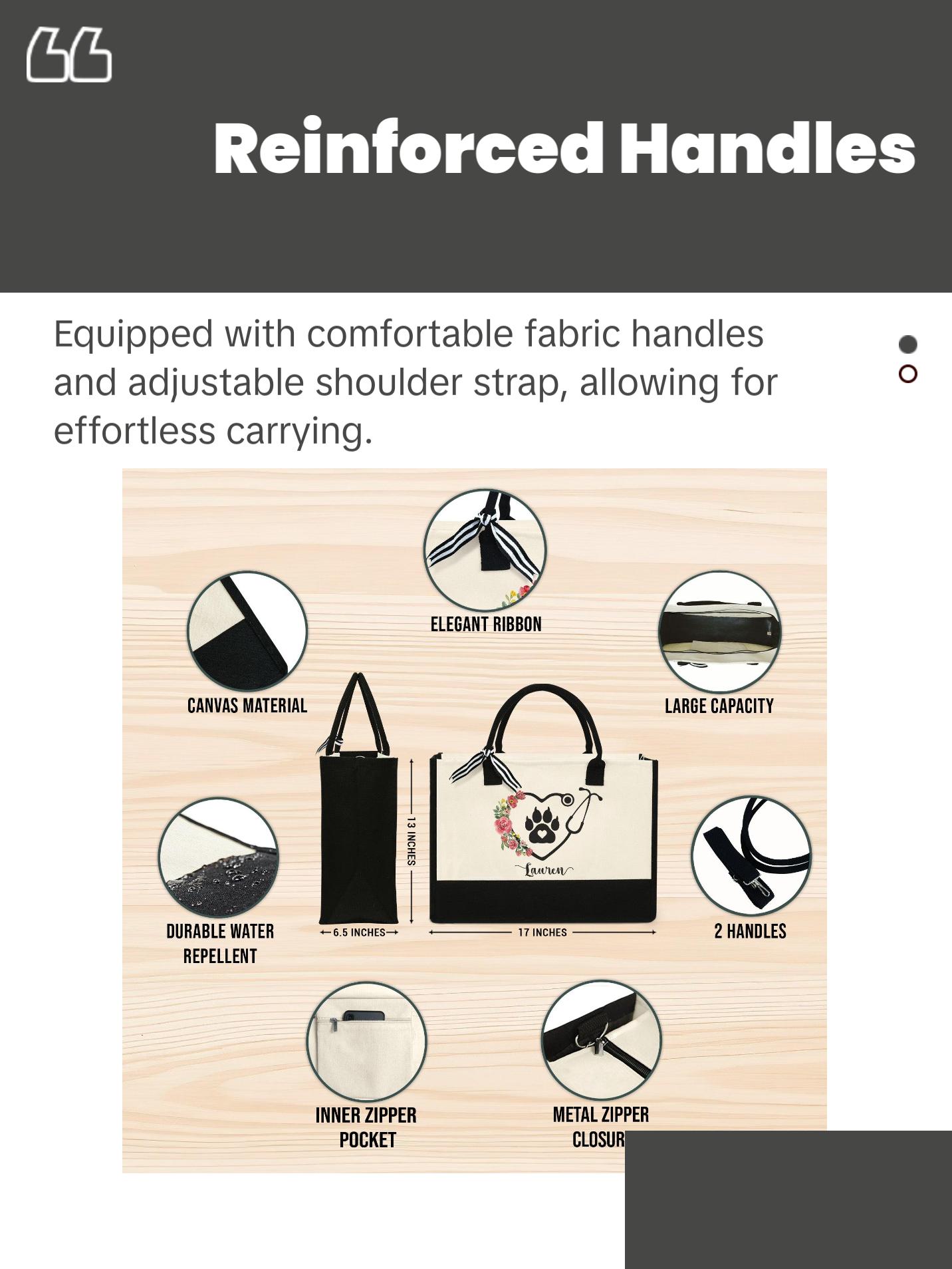 Personalized Veterinary Technician Tote Bag - Vet Tech Bag, Gift for Vet Tech Week, Veterinarian Tote Bag, Gift For Dog Lovers Bag TQN1862TTH