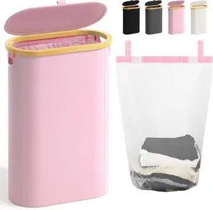 Slim Laundry Hamper with Lid, 60L Small Laundry Basket with Handles&Removable Bag, Thin Dirty Clothes Hampers for Laundry, Narrow Laundry Hampers for Bedroom Aesthetic,