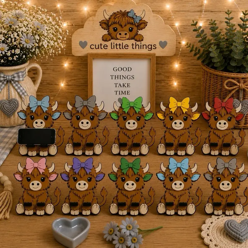 Highland cow phone holder Message for your choice of color or if no color is requested, you’ll receive a fun surprise color! Cellphone Holder Phone Holder Stand