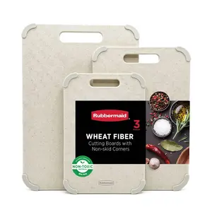 Rubbermaid 3-Piece Wheat Fiber Cutting Board Set with Non-Skid Corners, Coconut Milk