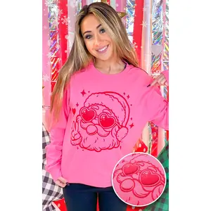 Magic Puff Bubble Gum Christmas Santa Graphic Long Sleeve T-Shirt