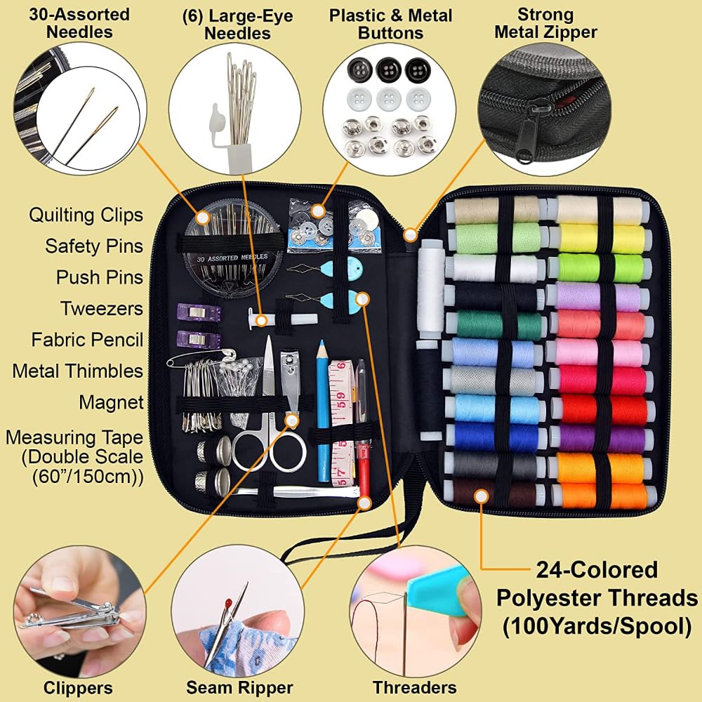 Sewing Kit with Case Portable Sewing Supplies for Home Traveler, Adults, Beginner, Emergency, Contains  Sewing Thread, Scissors, Needles, Measure etc2026 Daily Gift