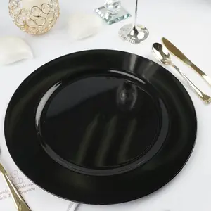 6-Pack Acrylic Round Charger Plates 13" in Black, Dinner Party Decor Charger Tableware