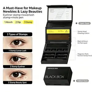 Lower Lash Stamp + Eyeliner Stamp + Mole Pen, Waterproof Smudge-Proof All-in-One 3-in-1 Eye Makeup Set, Portable Beginner Quick Eye Makeup, 7 Pieces Value Pack