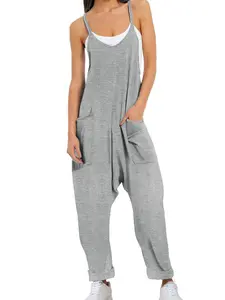 Ekouaer Women's Fashion Loose Strap Sleeveless jumpsuit for casual home wear, suitable for S-XXL