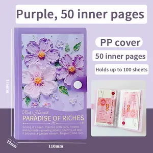 A6 Oil Painting Flower Money Clip Cash Envelope for Budgeting, Cute System Wallet, Cash Storage Bag, Monthly Budget Planner