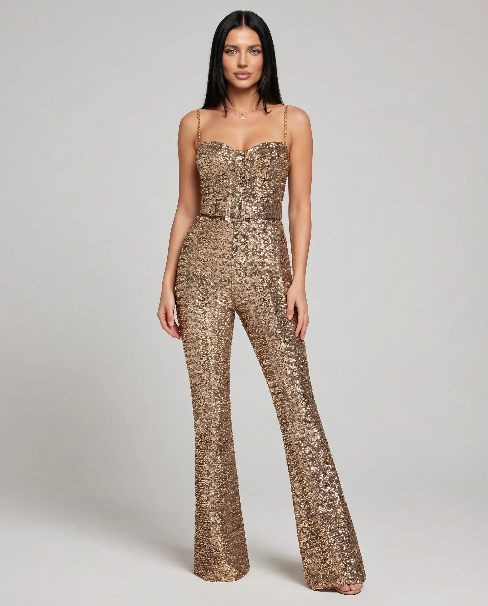 The Nova — Sequin Flared Jumpsuit
