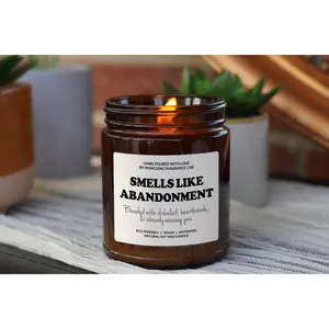 [Sale Up To 35%] Smells Like Abandonment Funny Scented Candle, Humorous Coworker Leaving Farewell Gift, Moving Away Present for Friend, Retirement Celebration Home Decor Art