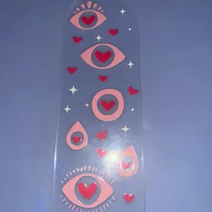 Heart Eye Bookmark with Pink Hearts and Stars Design for Book Lovers