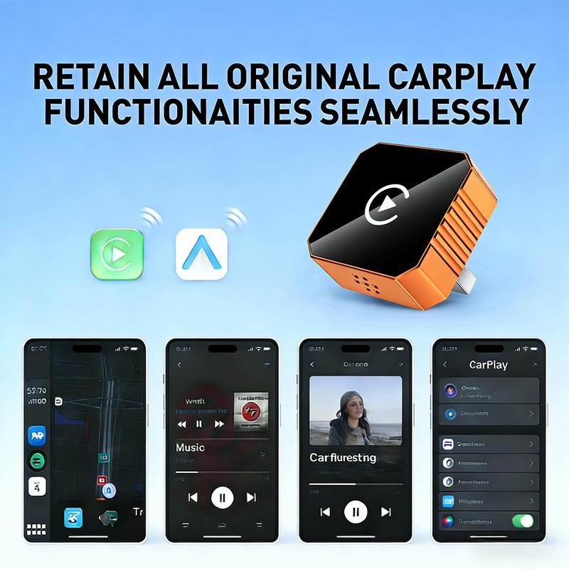 2026 New 2-in-1 Wireless CarPlay Adapter, High-Speed No-Latency Connection & Hands-Free Calling, Compatible with All Apple & Android Phones for Car Entertainment Systems