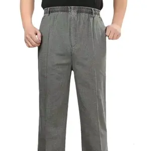 Men’s Relaxed Cotton-Blend Summer Pants – Lightweight Elastic Waist Trousers for Everyday Comfort