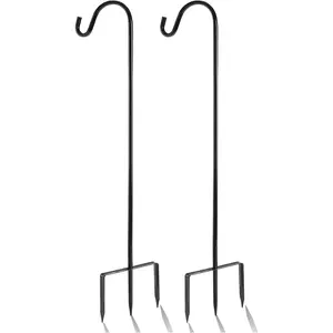 2 Pack Shepherd Hook 31 inch 1/2 inch Thick Use at Weddings, Hanging Solar Lights, Lanterns, Bird Feeders, Metal Hanger Hook (Black, 31 inch). U.S. .
