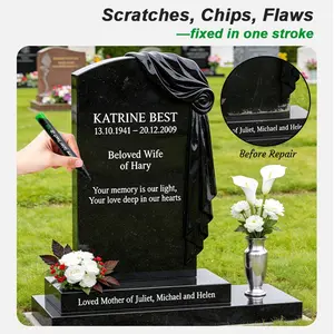 2-Pack Tombstone Marker Pens, Restore Faded Inscriptions, Ideal for Monument Repair & Decoration, Outdoor Memorial Writing Tool