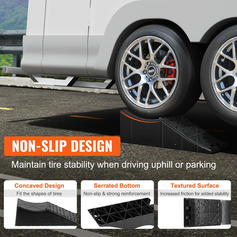 VEVOR single pack Car Service Ramp,  , 20000 lbs/10 ton Loading Capacity, 5.5" Lift Car Ramp, Low Profile Plastic Tire Ramp, Heavy Duty Truck Ramp for Oil Changes Wheels, Lift Vehicle Maintenance  VEVOR Super Brand Day