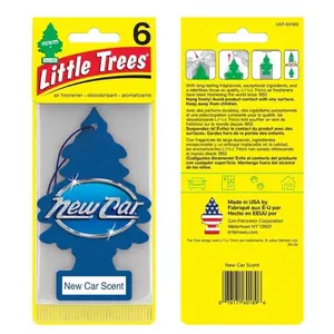 6 Pack Little Trees Car Air Freshener - New Car Scent, Leather Scent | Long Lasting Hanging Trees for Cars Homes & Offices for Woodsy Aroma Car Fragrance Woody Aromatic