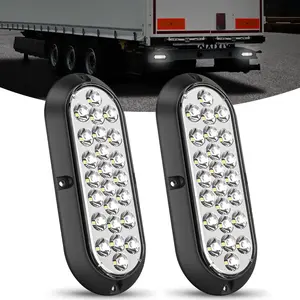 Nilight 6 Inch Oval White 24Leds Trailer Tail Lights 2Pcs