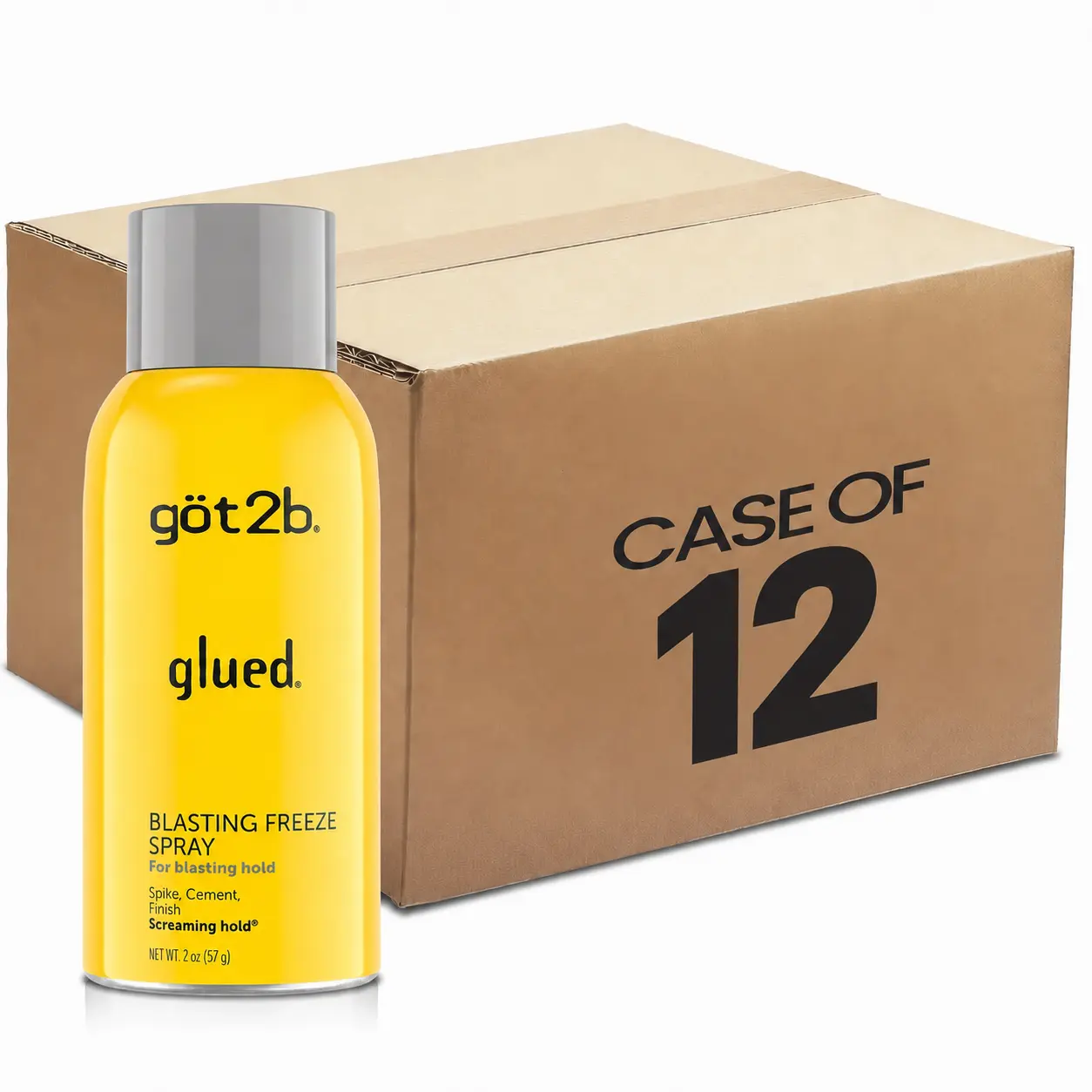 got2b Glued Blasting Freeze Hairspray, (Pack of 12) Travel Size 2 oz Aerosol, Strong Hold Styling Spray for Updos & On-the-Go Hair