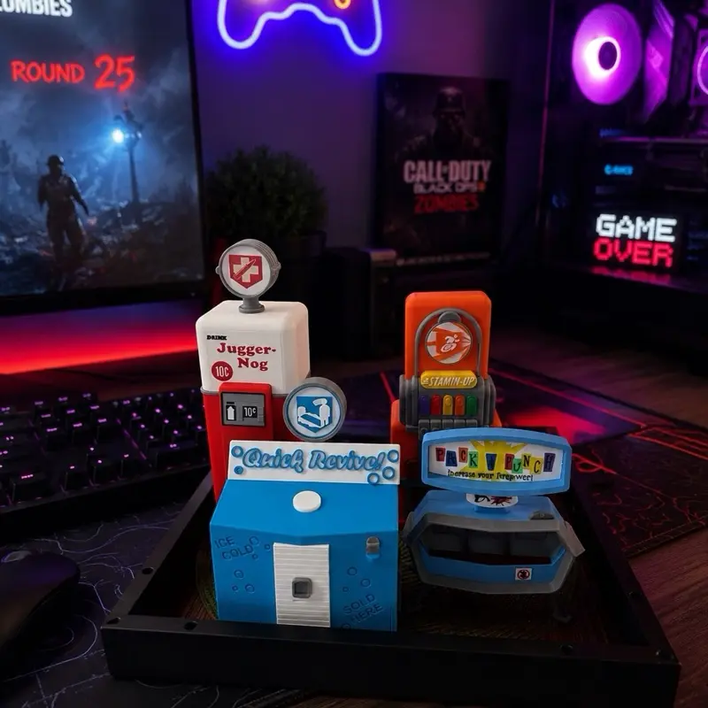 CoD Zombies Perk Machine Set – Juggernog, Pack-a-Punch, Quick Revive, Stamin-Up | 3D Printed Collectible