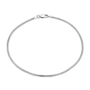 Simple Strong Snake Chain Anklet Strand Ankle Bracelet .925 Sterling Silver 9,10"