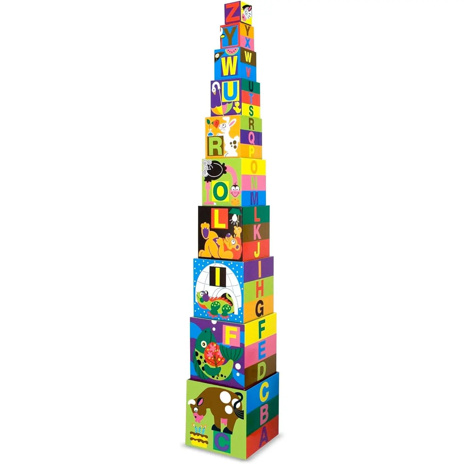 Melissa & Doug Deluxe 10-Piece Alphabet Nesting and Stacking Blocks - FSC Certified