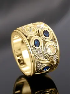 1 PC Gorgeous Cubic Zirconia Inlaid Zircon Statement Ring For Women For Valentine's Day Gift Engagement Anniversary Party Jewelry Cz Stones Artificial Zircon Rings