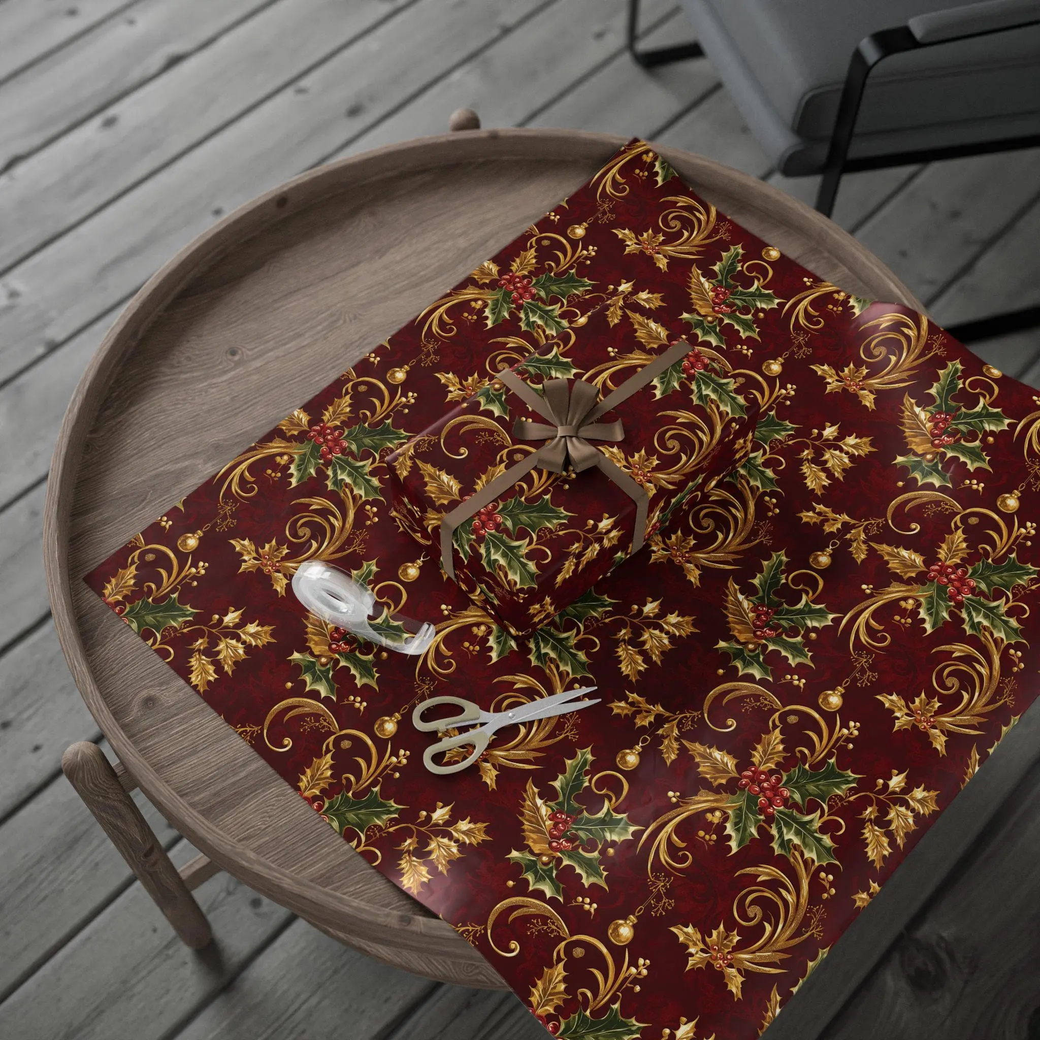 Grand Red and Gold Premium Christmas Wrapping Paper, Regal Classical & Elegant, Luxury Christmas, Unique Christmas Gift Wrap 2025, Old Money