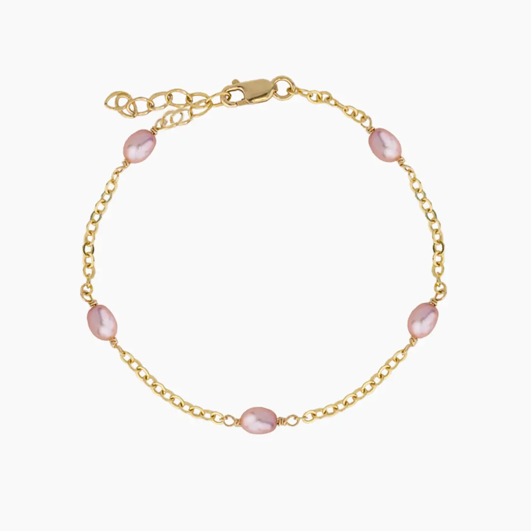 Millie Pink Keshi Pearl Bracelet, Single Strand with Pearl Accents, for Adults' Everyday Wear, Suitable for All Seasons, Pink Keshi Pearls
