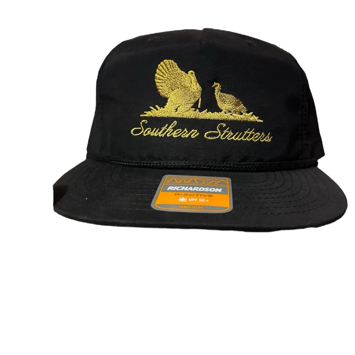 Richardson 256 black rope gold logo hat Richardson 256 black rope gold logo hat