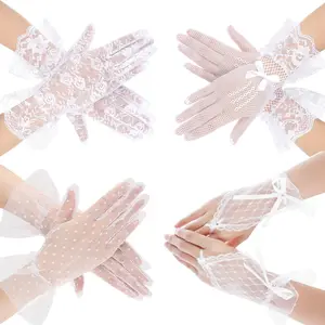 4 Pairs Lace Gloves for Women Fingerless Tea Party Gloves Wedding Glove Opera Party Birthdays Cosplay 1920s 50s