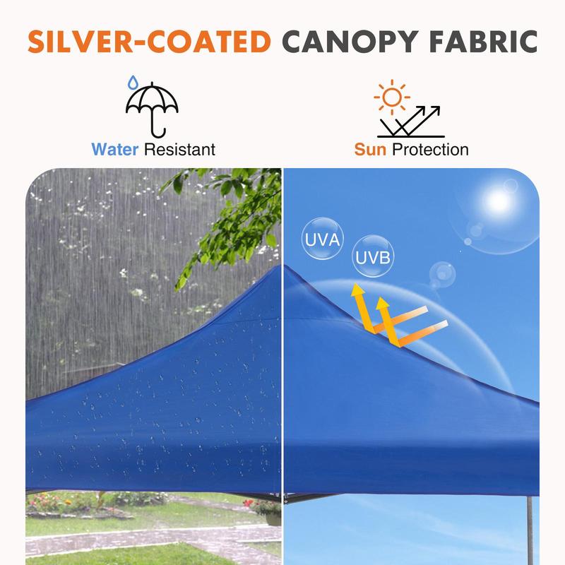 Instant Pop Up Canopy Tent with Sand Bags - 10ft x 10ft Outdoor Shade Shelter for Parties, Camping, and Beach