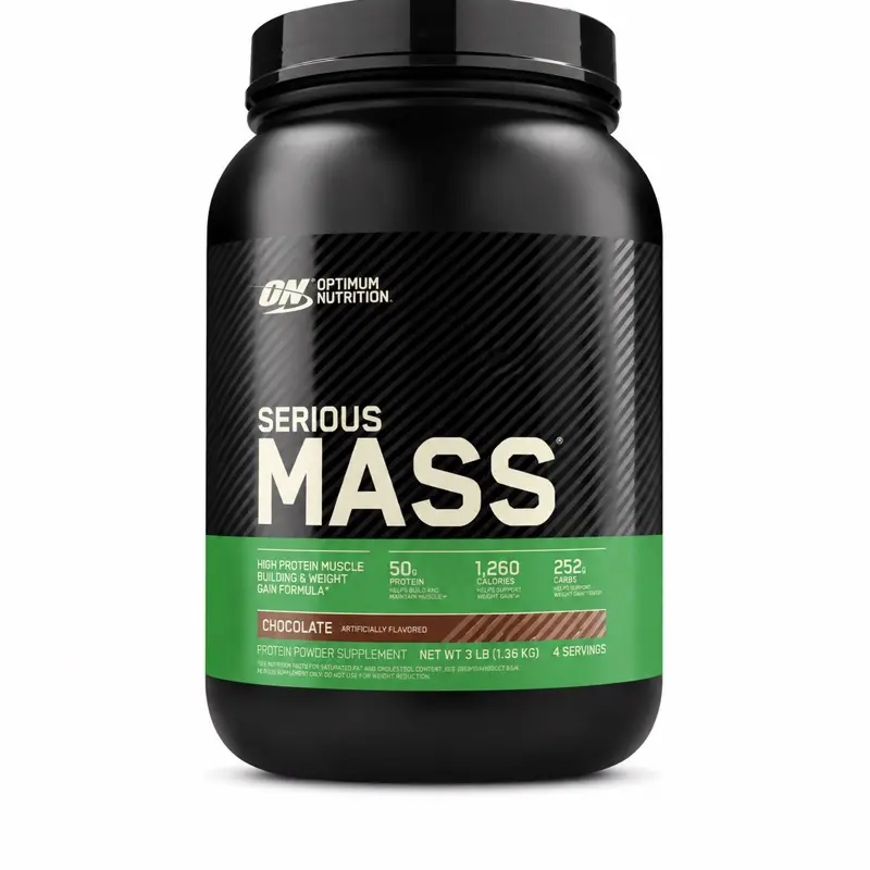 Optimum Nutrition Serious Mass Chocolate Protein Powder, 3LB Non-Stimulant Fitness Dietary Healthcare Supplement with Sucralose for Bodybuilding
