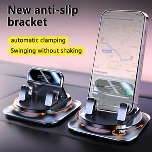 Car phone holder 360 degree rotation, suitable for car navigation in-car dashboard, horizontal and vertical screen adjustment angle, suction cup fixed non-slip mobile phone holder suitable for iPhone and Android