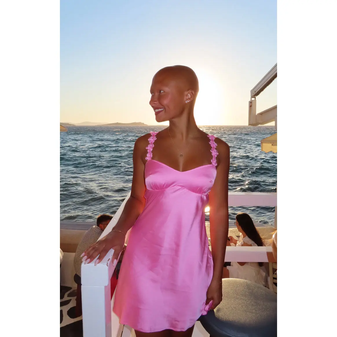 Marbelle Hot Pink Satin Mini Dress