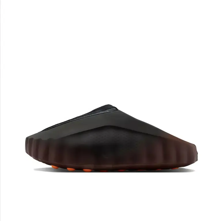 Slip‑on mule clogs gradient dark brown black perforated upper thick wavy orange pod outsole trendy faded tone design lightweight cushioned street pool unisex casual slide footwear