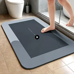 Diatomaceous Earth Bath Mat, Super Absorbent Quick Dry Non-Slip Bathroom Rug, Soft Stone Bath Mat with Rubber Backing, Modern Minimalist Floor Mat for Shower, Kitchen and Bathroom
